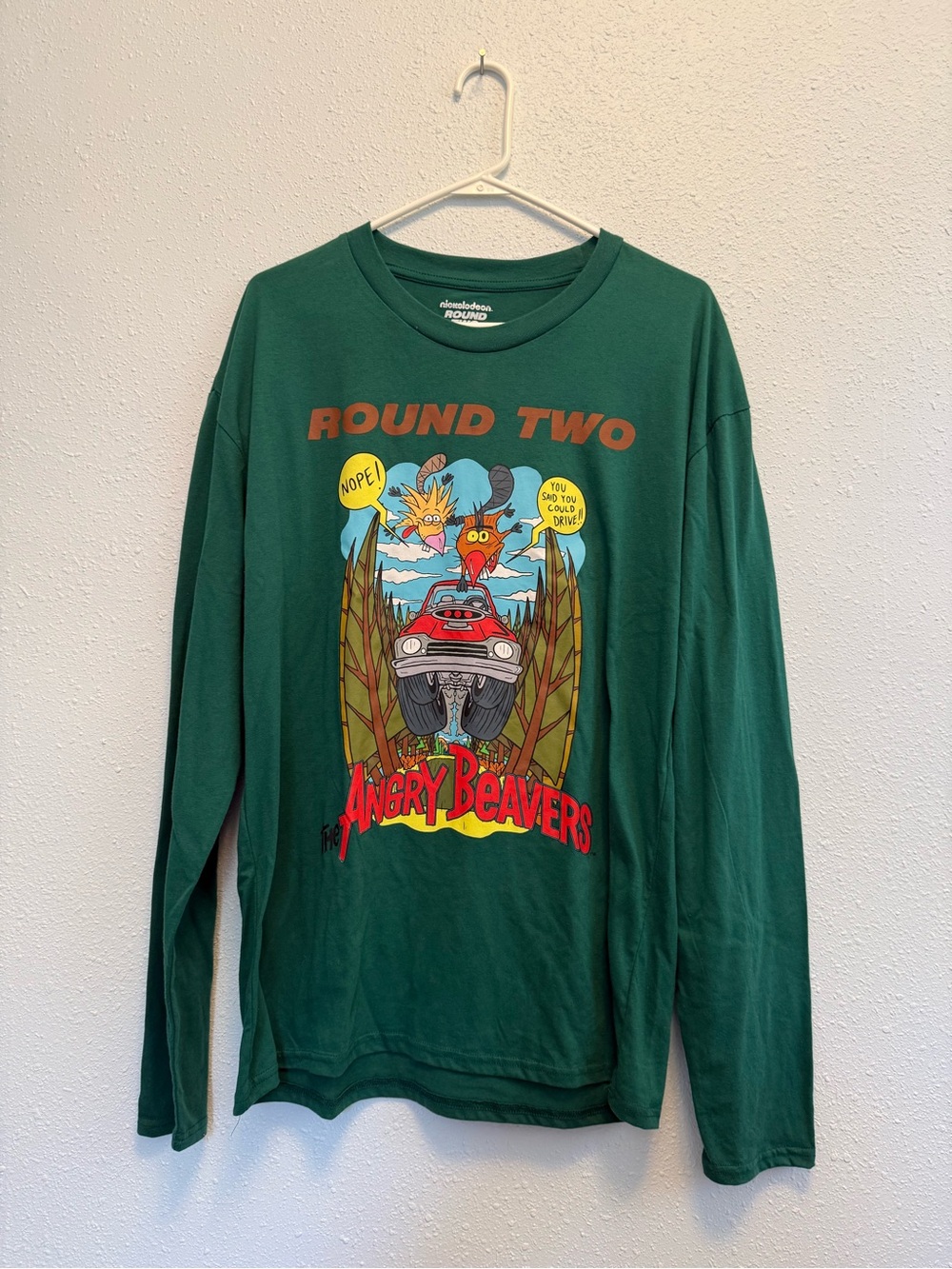 Nickelodeon Green "Angry Beavers Round Two" Long Sleeve Tee
